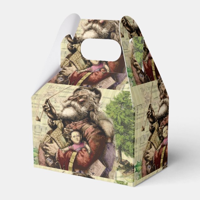 Merry Santa Claus Tree Classic Illustration Geschenkschachtel (Vorderseite)