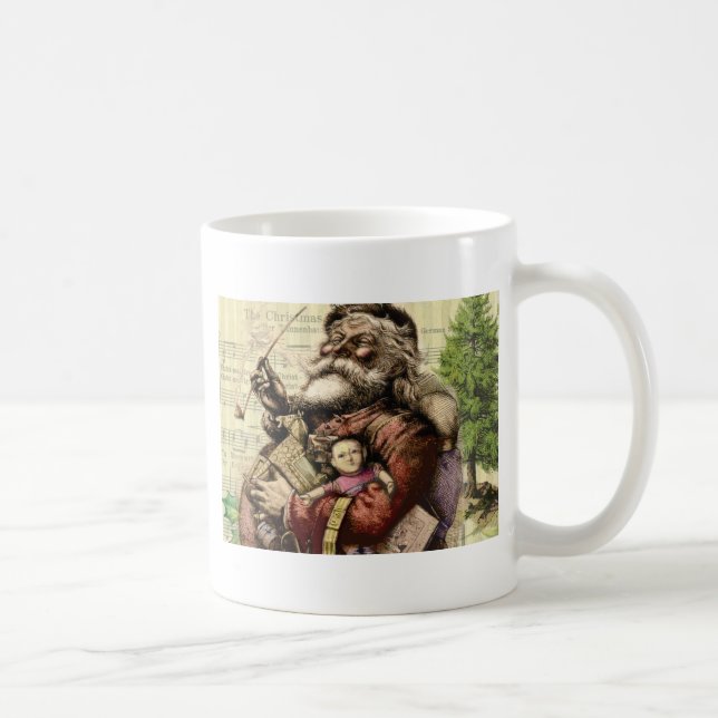 Merry Santa Claus Tree Classic Illustration Kaffeetasse (Rechts)