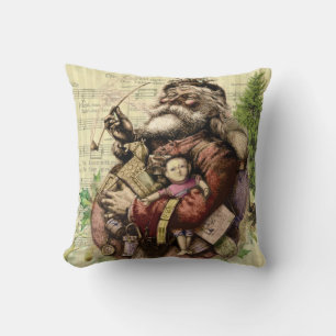 Merry Santa Claus Tree Classic Illustration Kissen
