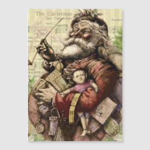 Merry Santa Claus Tree Classic Illustration Magnetkarte