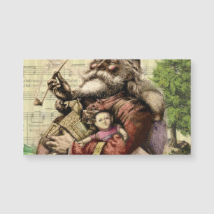 Merry Santa Claus Tree Classic Illustration Magnetkarte