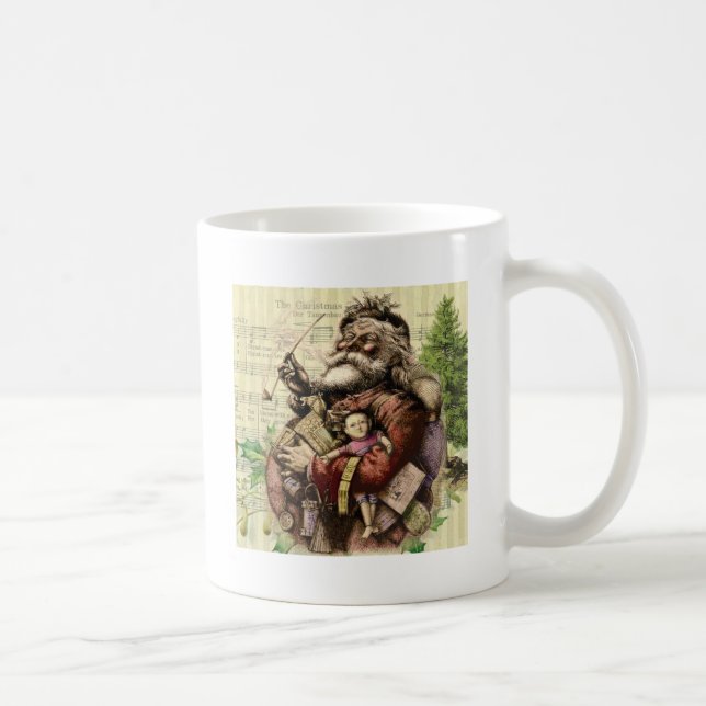 Merry Santa Claus Tree Classic Illustration Tasse (Rechts)