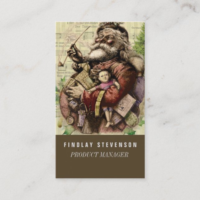 Merry Santa Claus Tree Classic Illustration Visitenkarte (Vorderseite)