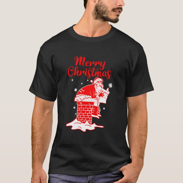 Merry Santa Poog Winter Snow T-Shirt (Vorderseite)