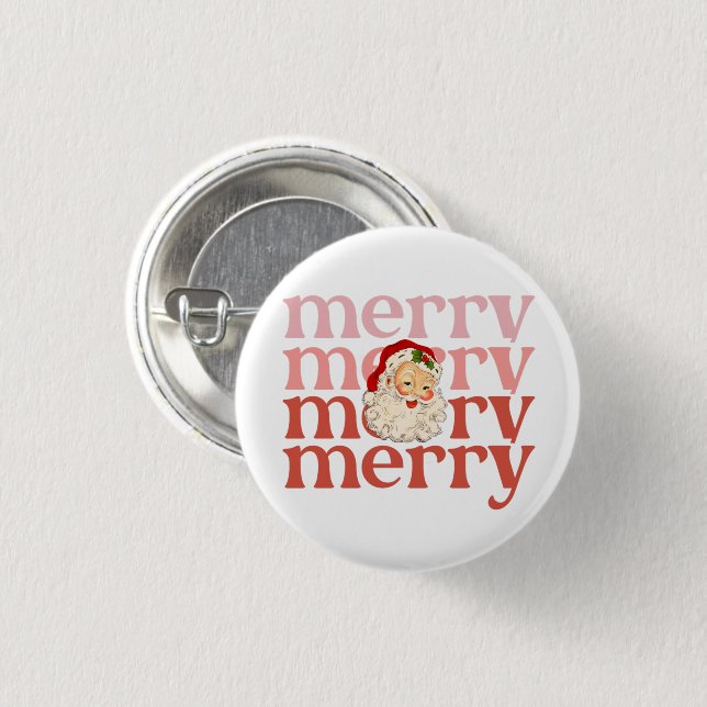 Merry Santa Weihnachten Button (Vorne & Hinten)