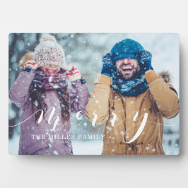 Merry Script Family Foto Keepake Collage Plaque Fotoplatte