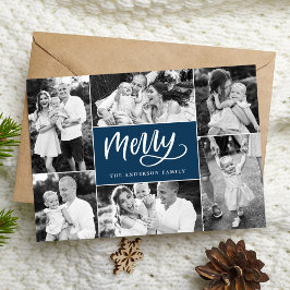 Merry Script Navy Weihnachten 6 Foto Collage