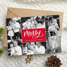 Merry Script Red Christmas 6 Foto Collage