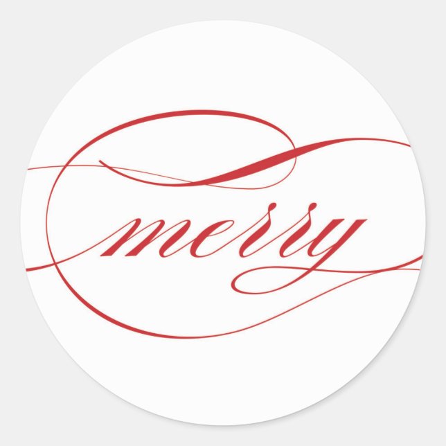 Merry Script Runder Aufkleber (Vorderseite)