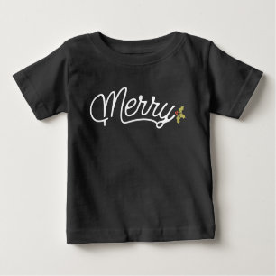 Merry Script Typografie Minimalistisch Weihnachten Baby T-shirt