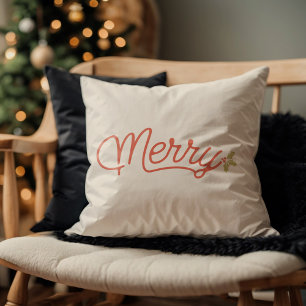 Merry Script Typografie Minimalistisch Weihnachten Kissen