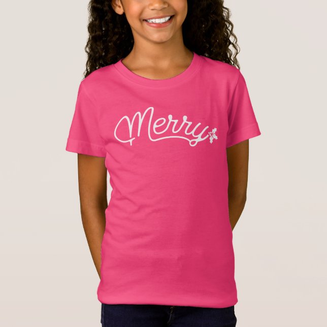 Merry Script Typografie Minimalistisch Weihnachten T-Shirt (Vorderseite)