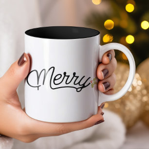 Merry Script Typografie Weihnachten Zweifarbige Tasse
