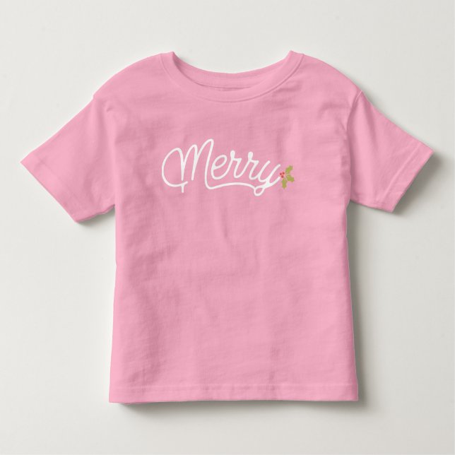 Merry Script Typography Minimalist Christmas  Kleinkind T-shirt (Vorderseite)