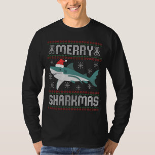 Merry Sharkmas Funny Christmas Shark Ugly Sweater T-Shirt