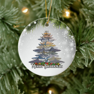 Merry Sharkmas Geschenk für erwachsene Haifische Keramik Ornament