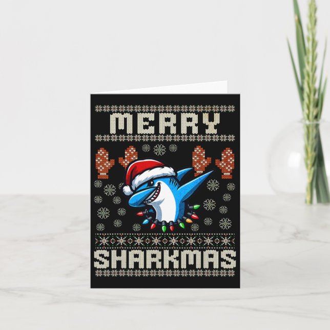 Merry Sharkmas Hai Christma Ugly Xmas Kinder Hai Karte (Vorderseite)