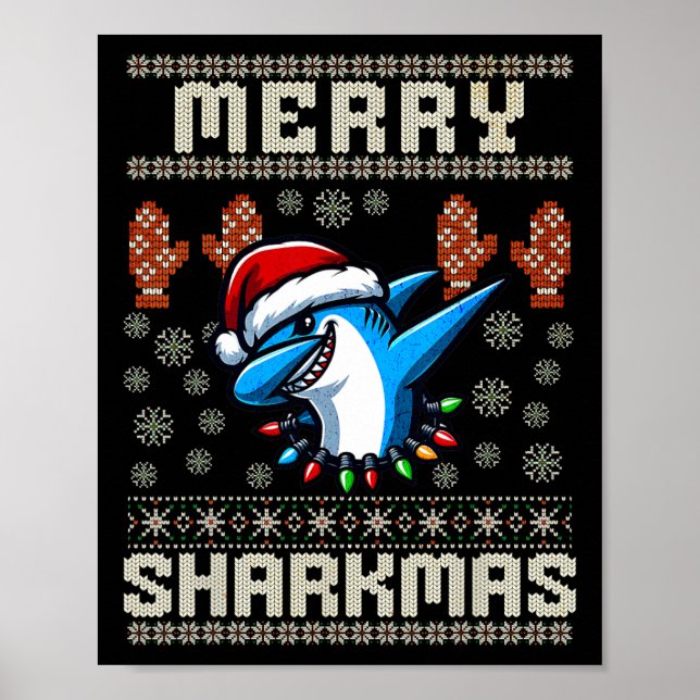 Merry Sharkmas Hai Christma Ugly Xmas Kinder Hai Poster (Vorne)