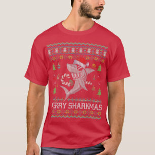Merry Sharkmas Hai UGLY Weihnachtssüßer T-Shirt