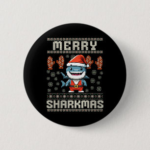 Merry Sharkmas Hai Weihnachten hässlich Weihnachte Button
