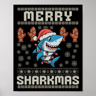 Merry Sharkmas Hai Weihnachten hässlich Weihnachte Poster