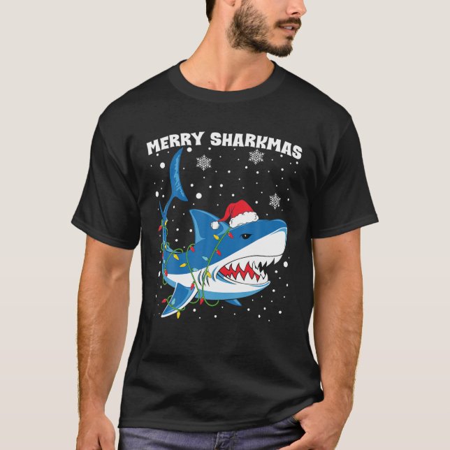 Merry Sharkmas Hai WeihnachtsLICHT Boys T-Shirt (Vorderseite)