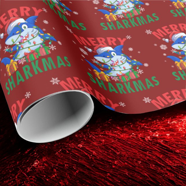 Merry Sharkmas Santa Shark Lover Weihnachten Geschenkpapier (Von Creator hochgeladen)