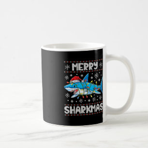 Merry Sharkmas Shark Santa Ugly Christmas Lights B Kaffeetasse