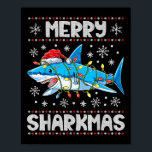 Merry Sharkmas Shark Santa Ugly Christmas Lights B Poster<br><div class="desc">Merry Sharkmas Shark Santa Ugly WeihnachtsLICHT Boys Xmas</div>