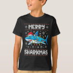 Merry Sharkmas Shark Santa Ugly Christmas Lights B T-Shirt<br><div class="desc">Merry Sharkmas Shark Santa Ugly WeihnachtsLICHT Boys Xmas</div>
