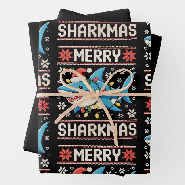 Merry Sharkmas Weihnachten Weihnachten Weihnachten Geschenkpapier Set (Beispiel)