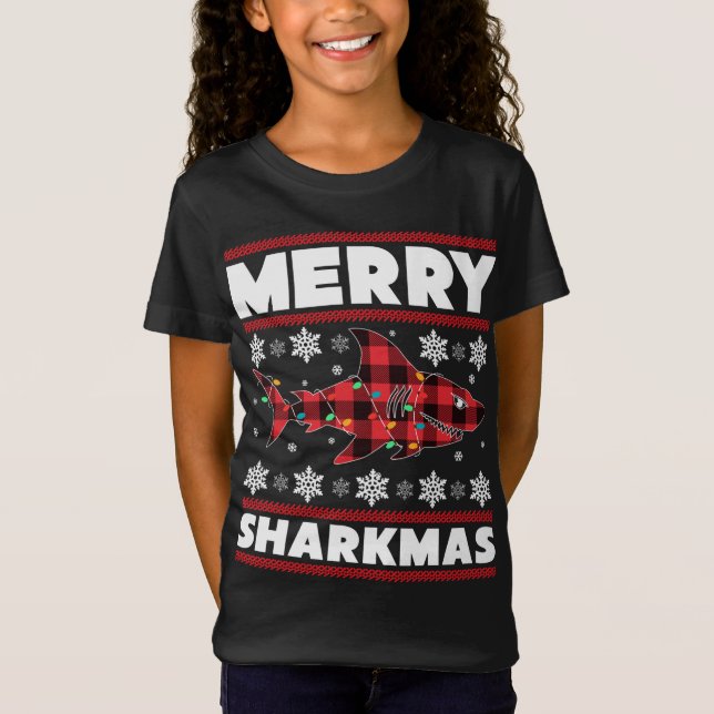 Merry Sharkmas Weihnachtshai Lover Funny Xmas Ho T-Shirt (Vorderseite)