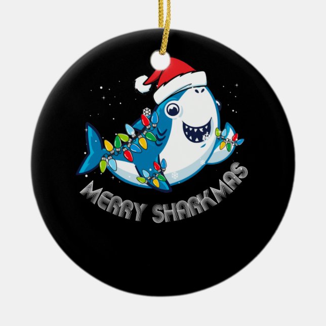 Merry Sharkmas Weihnachtshaie Lover Geschenk Keramik Ornament (Vorne)