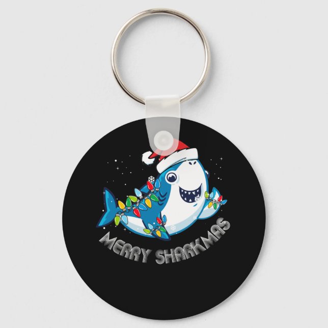 Merry Sharkmas Weihnachtshaie Lover Geschenk Schlüsselanhänger (Vorderseite)