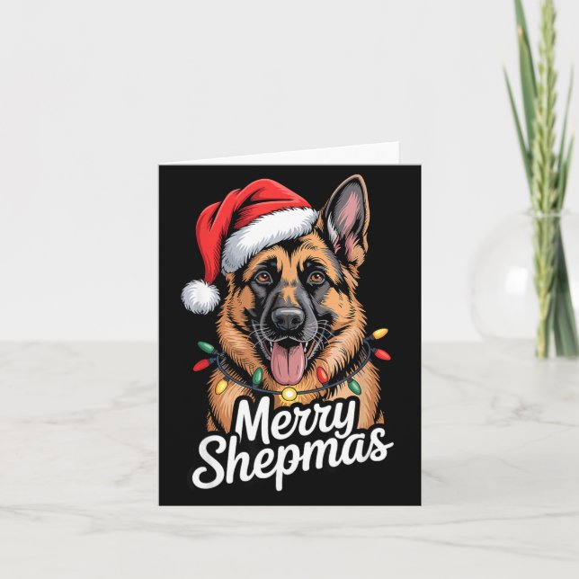 Merry Shepmas German Shepherd Christmas Lights Hum Karte (Vorderseite)
