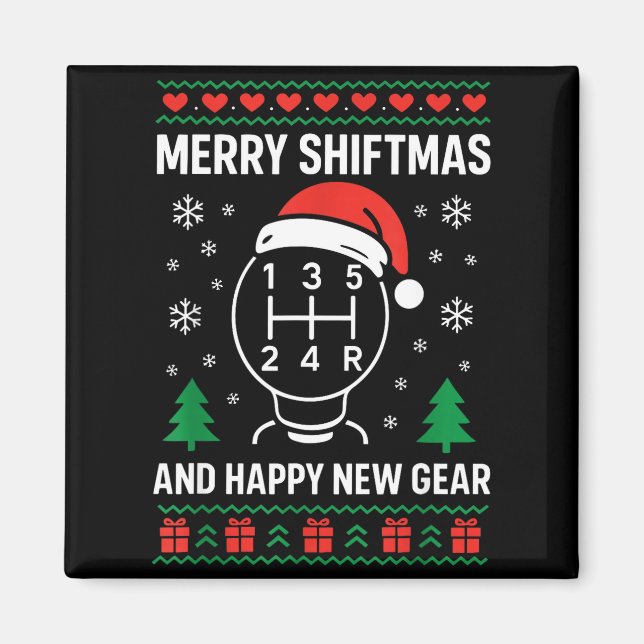 Merry Shiftmas And Happy New Manual Driver Christm Magnet (Vorne)