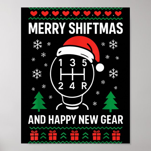 Merry Shiftmas And Happy New Manual Driver Christm Poster (Vorne)