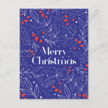 Merry Shinny Elegant Royal Blue Christmas Card