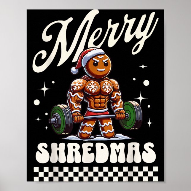 Merry Shredmas Christmas Gym Gingerbread Workout M Poster (Vorne)