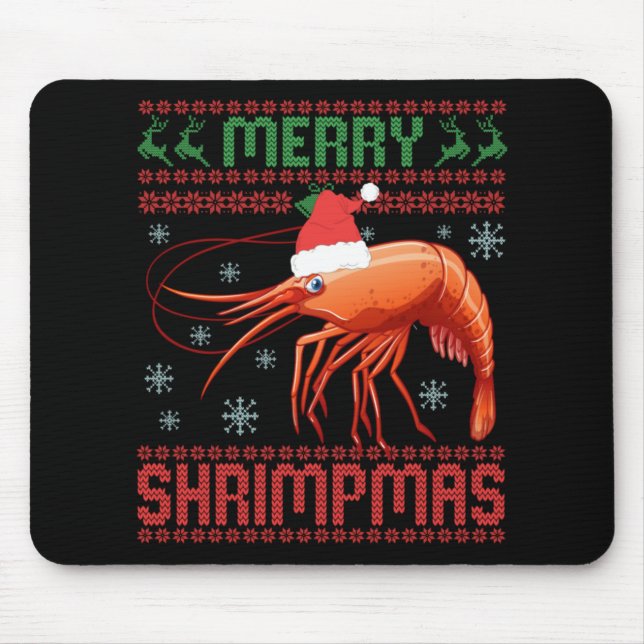Merry Shrimpmas Funny Shrimp Ugly Christmas Sweate Mousepad (Vorne)