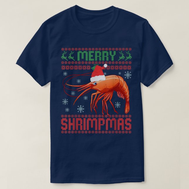 Merry Shrimpmas Funny Shrimp Ugly Christmas Sweate T-Shirt (Design vorne)