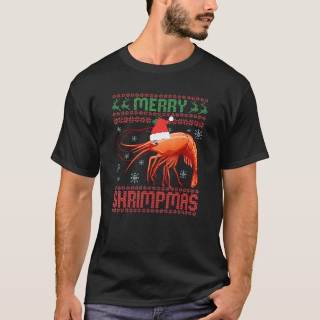 Merry Shrimpmas Funny Shrimp Ugly Christmas Sweet T-Shirt (Vorderseite)
