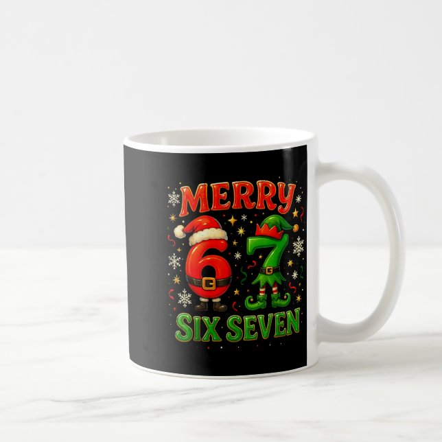 Merry Six Seven Funny Meme 67 Christmas Couple Des Kaffeetasse (Rechts)