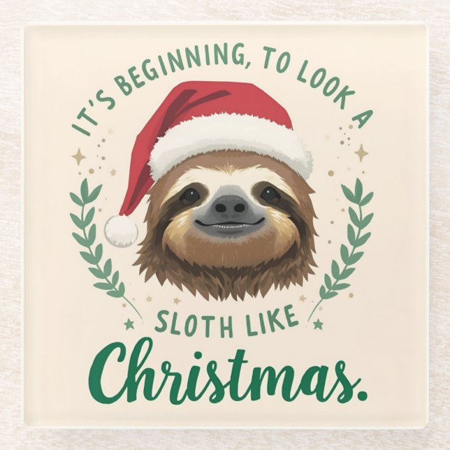Merry Slothmas, Christmas Coaster Glasuntersetzer (Vorderseite)