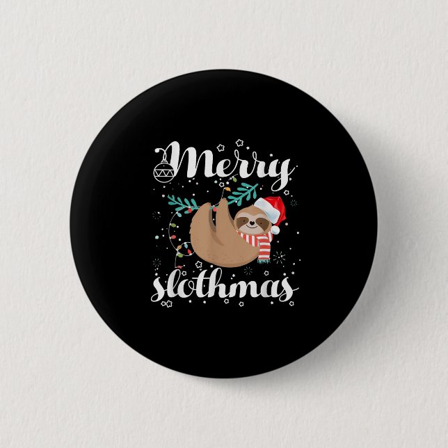 Merry Slothmas Christmas Pajama For Sloth Lovers  Button (Vorderseite)