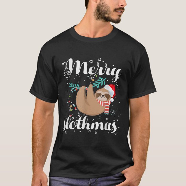 Merry Slothmas Christmas Pajama For Sloth Lovers  T-Shirt (Vorderseite)