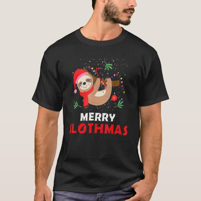 Merry Slothmas Christmas Pajama For Sloth T-Shirt (Vorderseite)