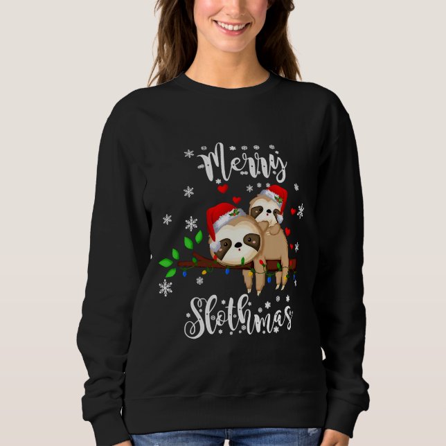 Merry Slothmas Christmas Pajama Sloth Sweatshirt (Vorderseite)
