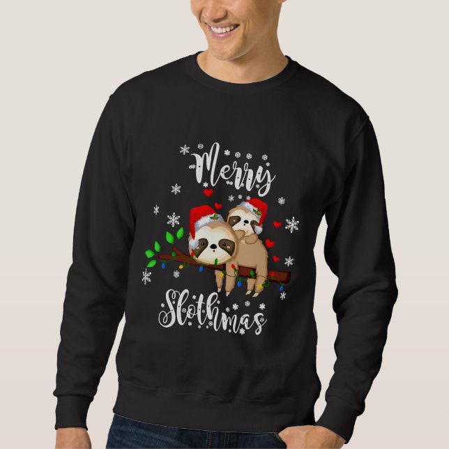 Merry Slothmas Christmas Pajama Sloth Sweatshirt (Vorderseite)