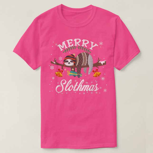 Merry Slothmas Christmas Sloth Pajama Weihnachtsma T-Shirt (Design vorne)